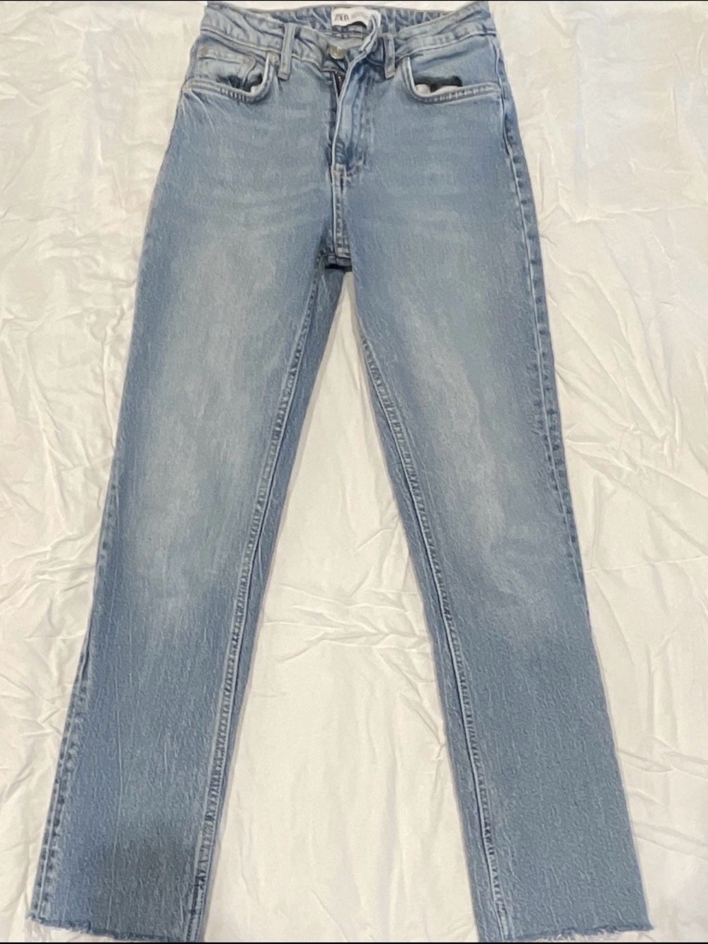 Zara Light Blue Women's Straight-Leg Jeans